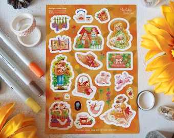 Cottagecore Sticker Sheet - Cozy Countryside Aesthetic Stickers | Rustic and Whimsical Stickers for Journals and DIY