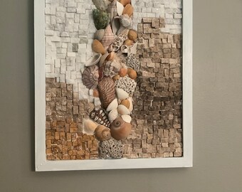 Seashell wall art unique stone and seashell