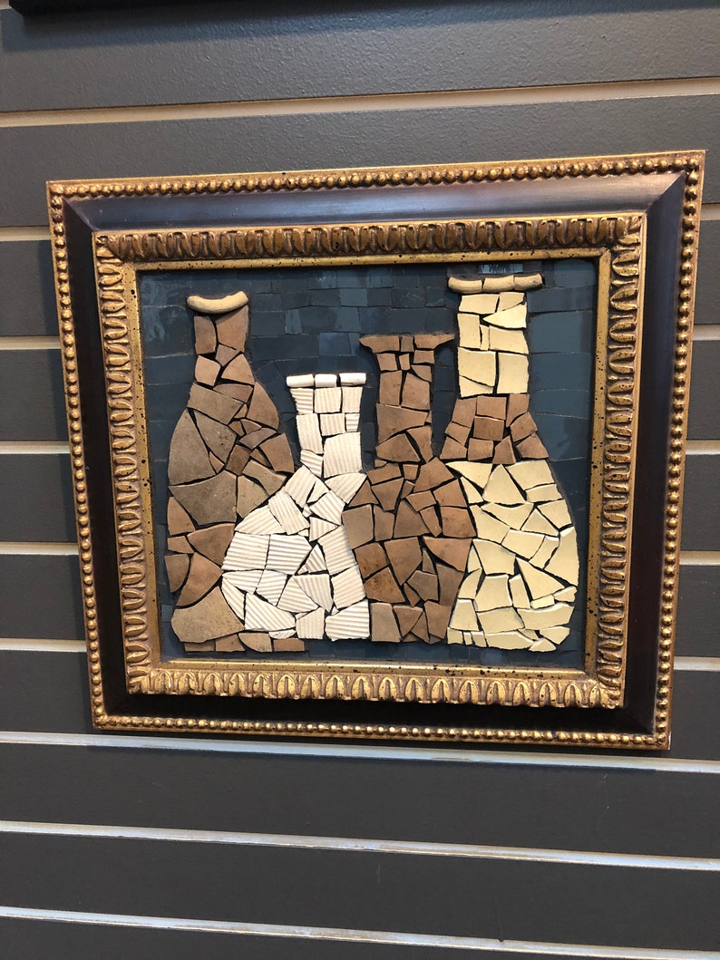 Mid Century Modern Mosaic Vases Wall Art Etsy