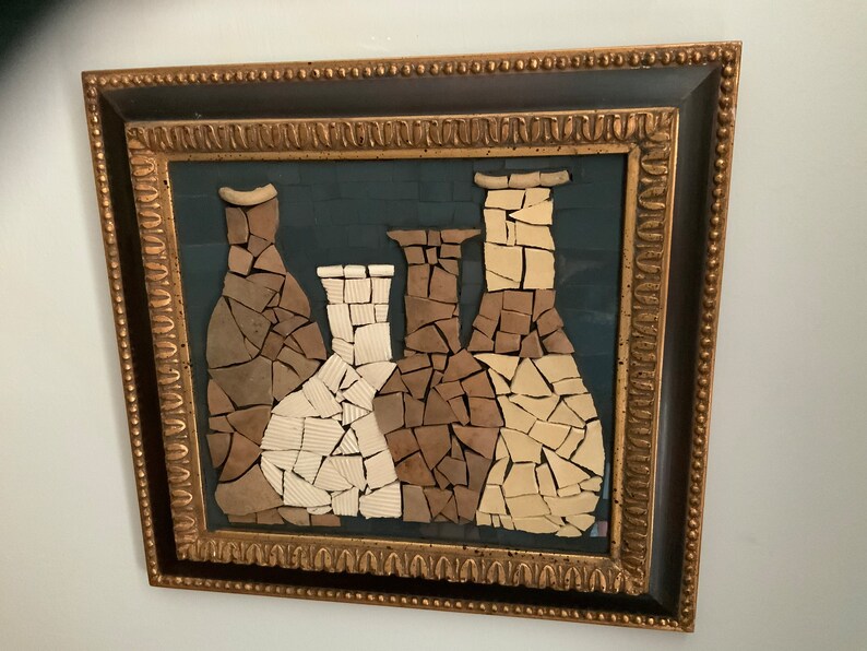 Mid Century Modern Mosaic Vases Wall Art Etsy