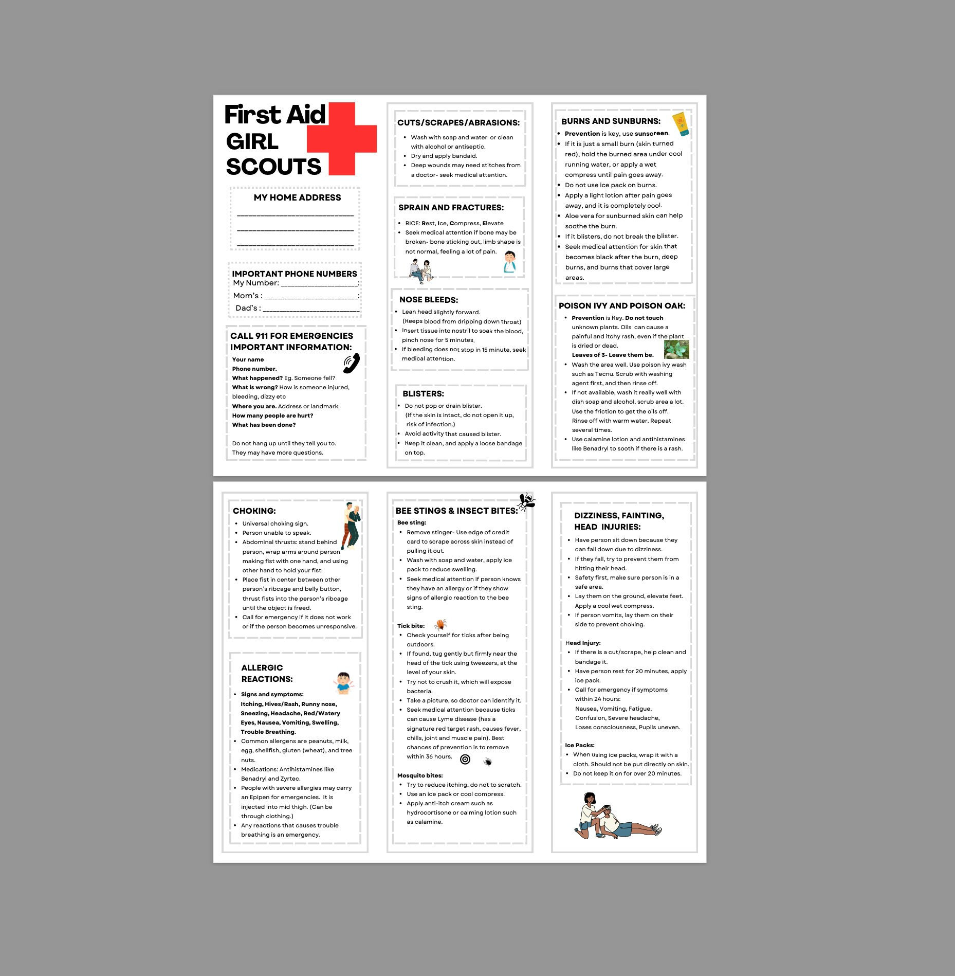 First Aid Girl Scouts Pamphlet - Etsy for Free Printable First Aid Guide