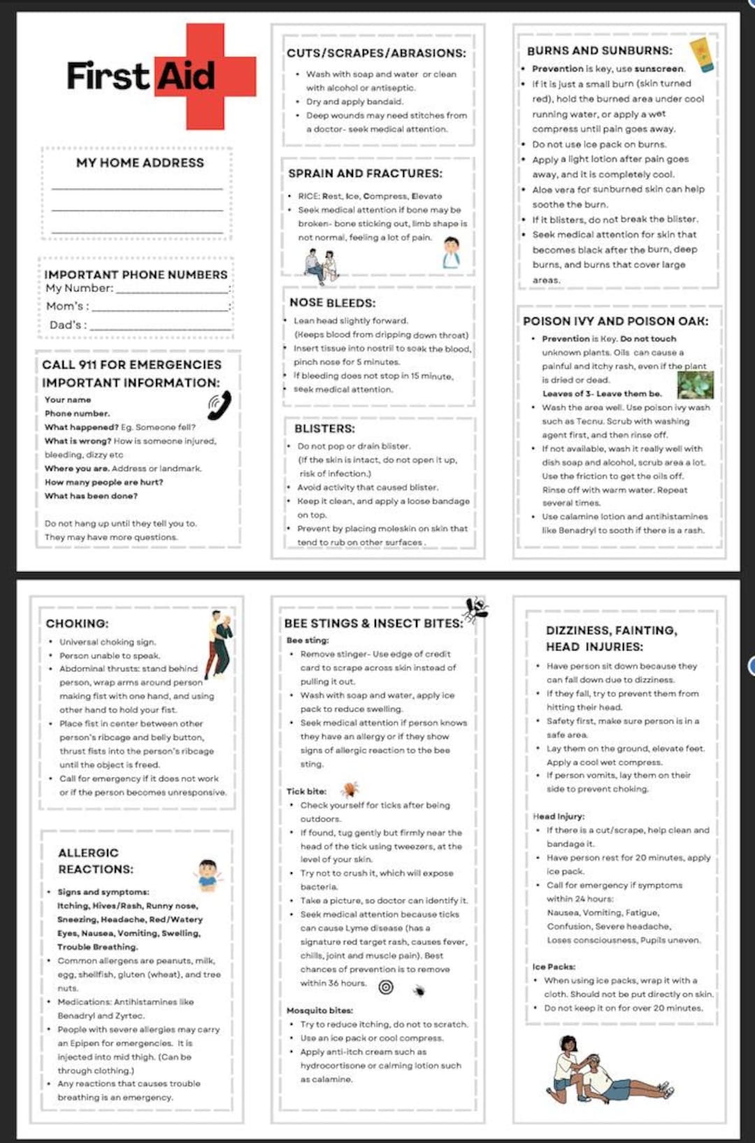 Basic First Aid Guide, Printable Pamphlet (PDF, JPG) - Etsy