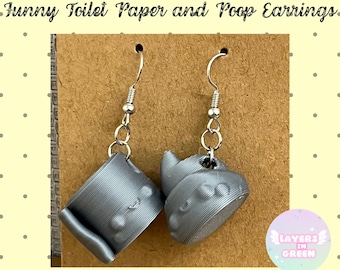 Funny Toilet Paper and Poop Earrings