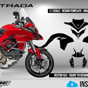 DUCATI MULTISTRADA 1200 2015-2017 Modello in scala 1:1 - Design vettoriale Download digitale Grafica moto completa Decalcomanie Protezione vernice