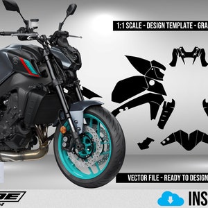 YAMAHA MT 09 2021-2023 Skalmall - Designvektor Digital Nedladdning Fullständig Moto Motorcykelgrafik Dekaler Lackskydd
