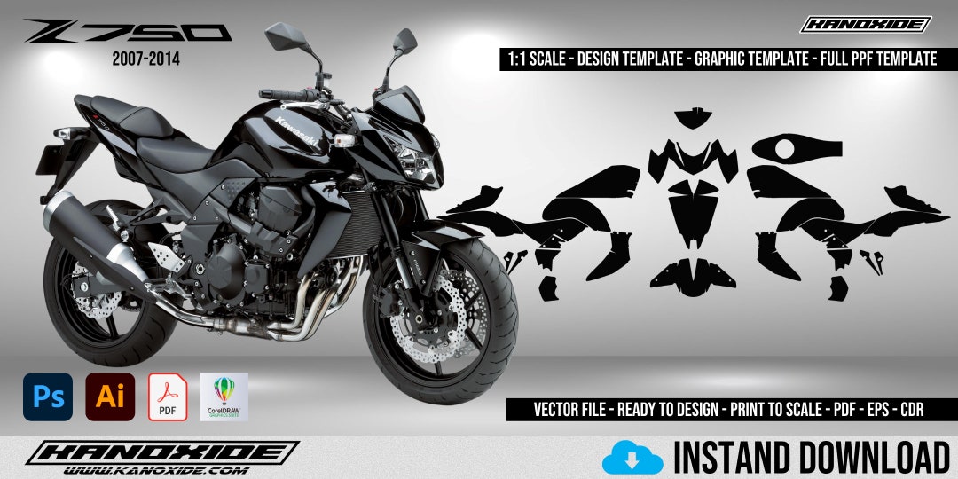 KAWASAKI Z750 2007-2014 1.1 Scale Template - Design Vector Digital