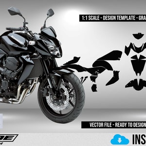 Plantilla KAWASAKI Z750 2007-2014 Escala 1.1 - Diseño Vectorial Descarga Digital Gráficos Calcomanías Protección Pintura Moto Completa