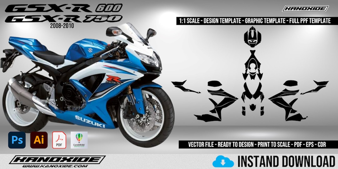 SUZUKI GSXR 600 750 08-10 1.1 Scale Template - Design Vector