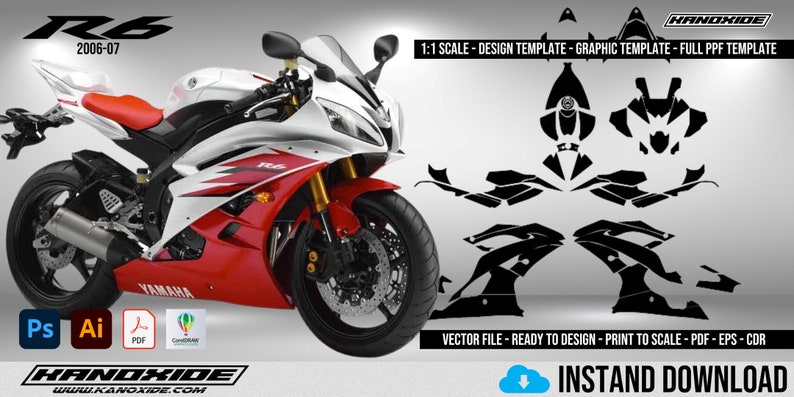 Vector Wraps R6 YAMAHA R6 2006-2007 Scale Template - Design Vector Digital Download ...