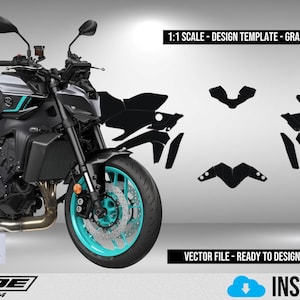 YAMAHA MT-09 MT09 2024-2025 Scale Template - Design Vector Digital Download Full Moto Motorcycle  Graphics Decals Paint Protection