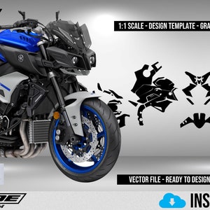 MT10 TEMPLATE GEN 1 1.1-Skala-Vorlage - Design-Vekto-Digital-Download Voller Moto Motorrad-Grafik-Abziehbild-Farbschutz