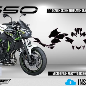 Kawasaki Z650 2020 2022 1.1 Schaal Sjabloon - Ontwerp Vector Digitale Download Volledige Moto Motorfiets Graphics Decals Lakbescherming