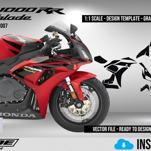 HONDA 1000RR 06 07 1:1 スケール テンプレート - デザイン ベクター デジタル ダウンロード フル モト オートバイ グラフィック デカール ペイント保護