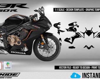 HONDA CBR 650R  2019-2022 1:1 Scale Template - Design Vector Digital Download Full Moto Motorcycle  Graphics Decals Paint Protection