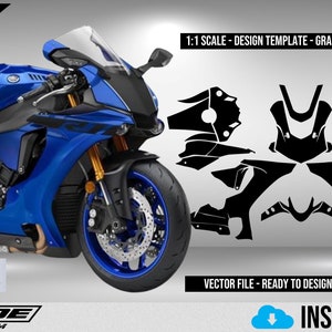 YAMAHA R1 2015-2019 Modello in scala - Design vettoriale Download digitale Completo Moto Moto Grafica Decalcomanie Protezione vernice