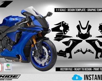 YAMAHA R1 2015-2019 Scale Template - Design Vector Digital Download Full Moto Motorcycle  Graphics Decals Paint Protection