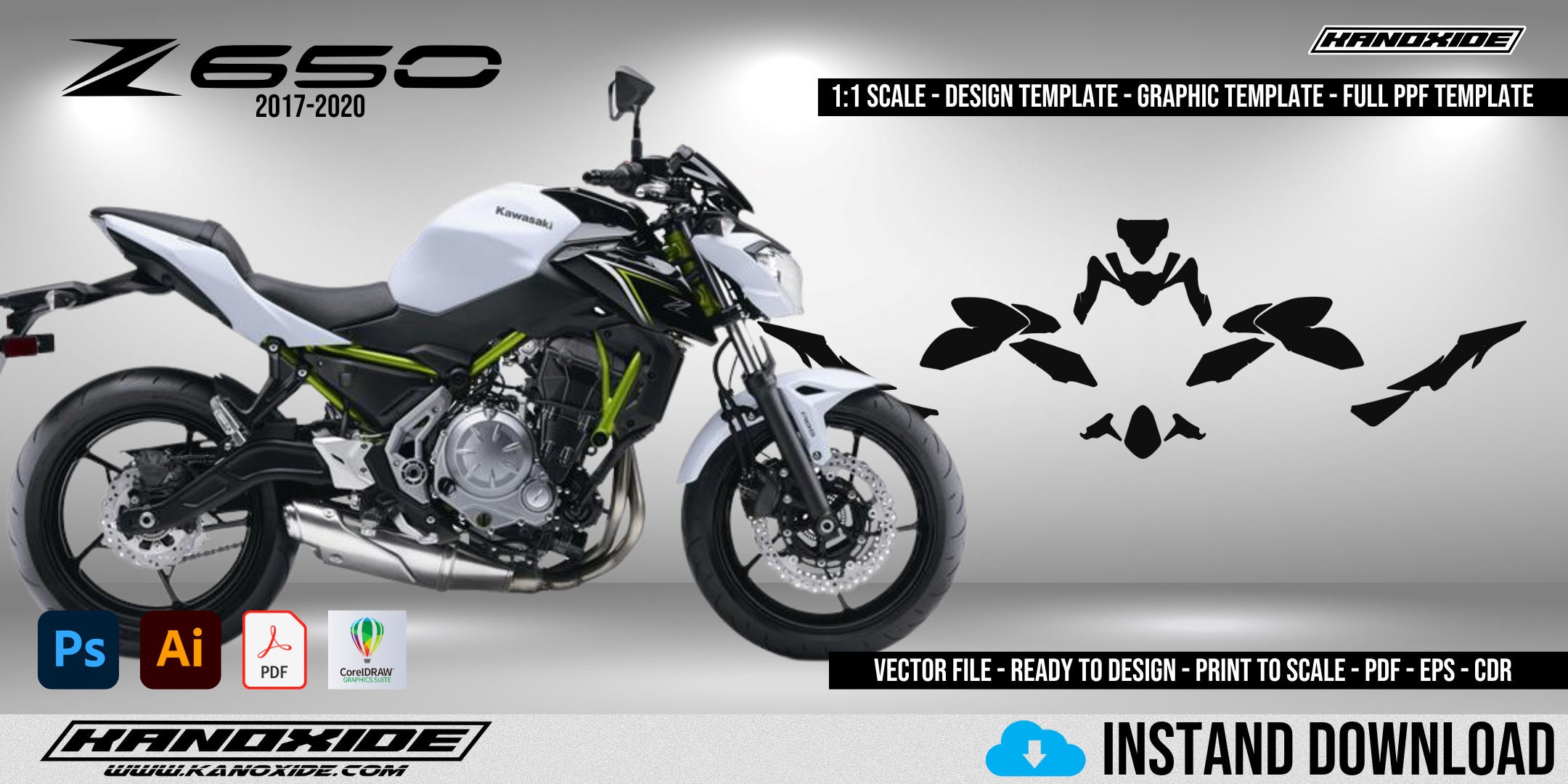 Kawasaki Z 650 2017 1.1 Scale Template - Design Vector Digital