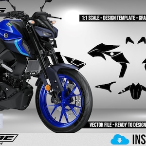 YAMAHA MT 125 - 15 V2 NEW Scale Template - Design Vector Digital Download Full Moto Motorcycle  Graphics Decals Paint Protection