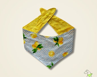 Dog Bandana - Blue & Yellow Lemons