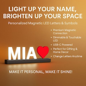 Magnetic LED Letters, Personalized Letters, Wedding Light up Letters, Marquee Light, LED Letters, 3.7 Inch LED Letters, Customizable Gift