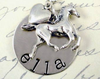 Horse Necklace - Girl's Jewelry -  Personalized Sterling Silver - Horse Jewelry - Custom Necklace