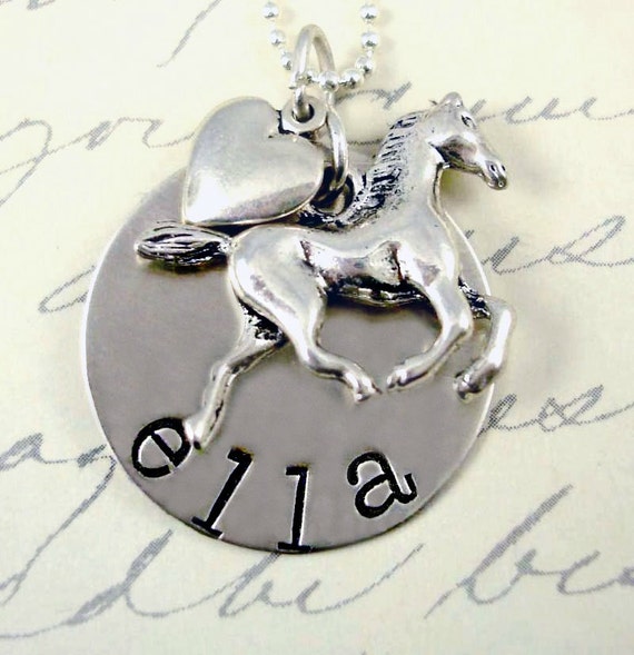 Horse Necklace Girl's Jewelry Personalized Sterling Etsy