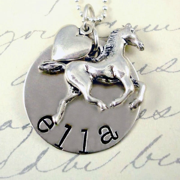 Horse Necklace - Girl's Jewelry -  Personalized Sterling Silver - Horse Jewelry - Custom Necklace