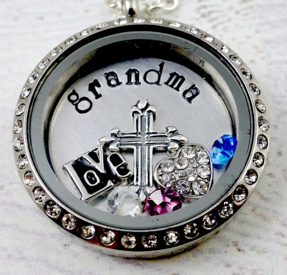 Grandma Memory Locket Necklace Engraved Grandma Gift Personalized  Locket Floating Locket Charms