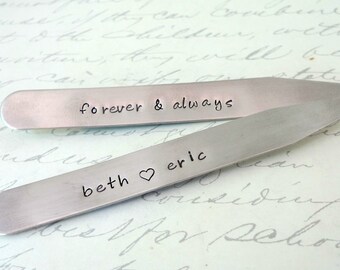 Collar Stays Forever And Always - Personalized Set of Two -Engraved - Groom Gift - Wedding Party - Groomsmen - Valentine's Day