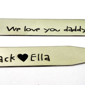 We Love You Daddy Collar Stays  - Set of Two - Custom Collar Stays - Father's Day - Custom Names - Stays for Dad - Collar Stays for Grandpa