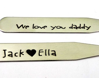 We Love You Daddy Collar Stays  - Set of Two - Custom Collar Stays - Father's Day - Custom Names - Stays for Dad - Collar Stays for Grandpa