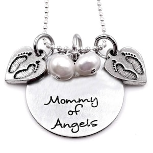 Mommy of Angels Necklace, MisCarriage Necklace, Memorial Jewelry, Twins or Triplets Loss Necklace, Keepsake Jewelry, Twins Keepsake image 2