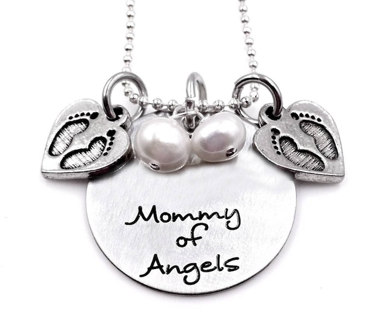 Mommy of Angels Necklace, MisCarriage Necklace, Memorial Jewelry, Twins or Triplets Loss Necklace, Keepsake Jewelry, Twins Keepsake image 2