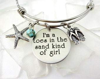 Toes In the Sand Kind of Girl Beach Necklace or Bracelet- Cruise Jewelry - Ocean - Beach Lover