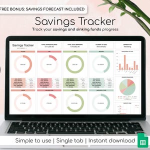 Savings Tracker Spreadsheet, Sinking Funds Tracker, Google Sheets, Savings Template, Personal Finance Planner, Budget Planner