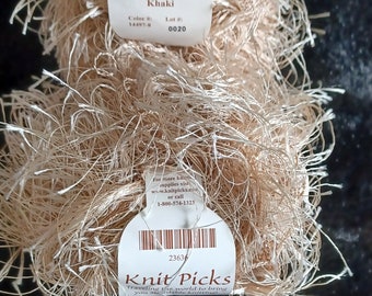 Knitpiks Eyelash Yarn Khaki