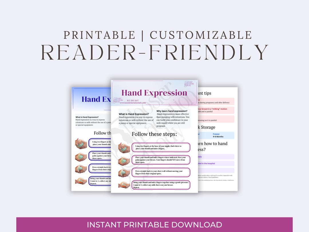 Hand Expression Clinical Handout for Lactation Consultants | Printable ...