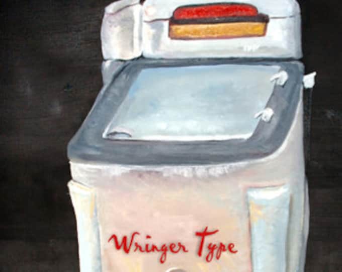 Vintage Art of Wringer Type Washer Laundry Room Art Print | Vintage Art of Wringer Washer Greeting Cards | Antique Washer Art