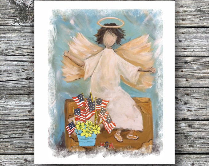Travel Angel Art Prints and Greeting Cards Blank Inside | Psalm 91 |Travel Blessings