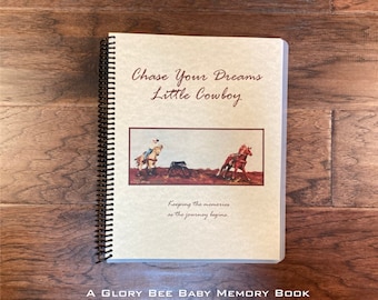Team Roper Chase Your Dreams Cowboy Baby Memory Keepsake Book Spiral Bound | Add Baby's Name to Cover | Includes 70 Pages for Sweet Memories
