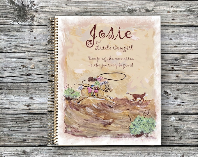 Little Cowgirl Break Away Roping Memory Book, Personalized Baby Gift | Cowgirl Baby Memory Book