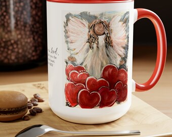 Delight in the Lord Angel Design Two-Tone Coffee Mugs, 15oz