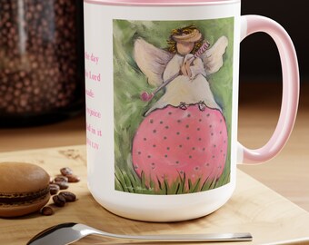 Rejoice and Be Glad Golfing Angel Design Coffee Mugs, 15oz