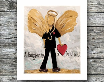 Caregiver Angel Note Cards and Angel Art Prints | Caregivers have a Heart for Caring