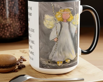Angel on the Playground Swing Design Coffee and Cocoa Mugs, 15oz