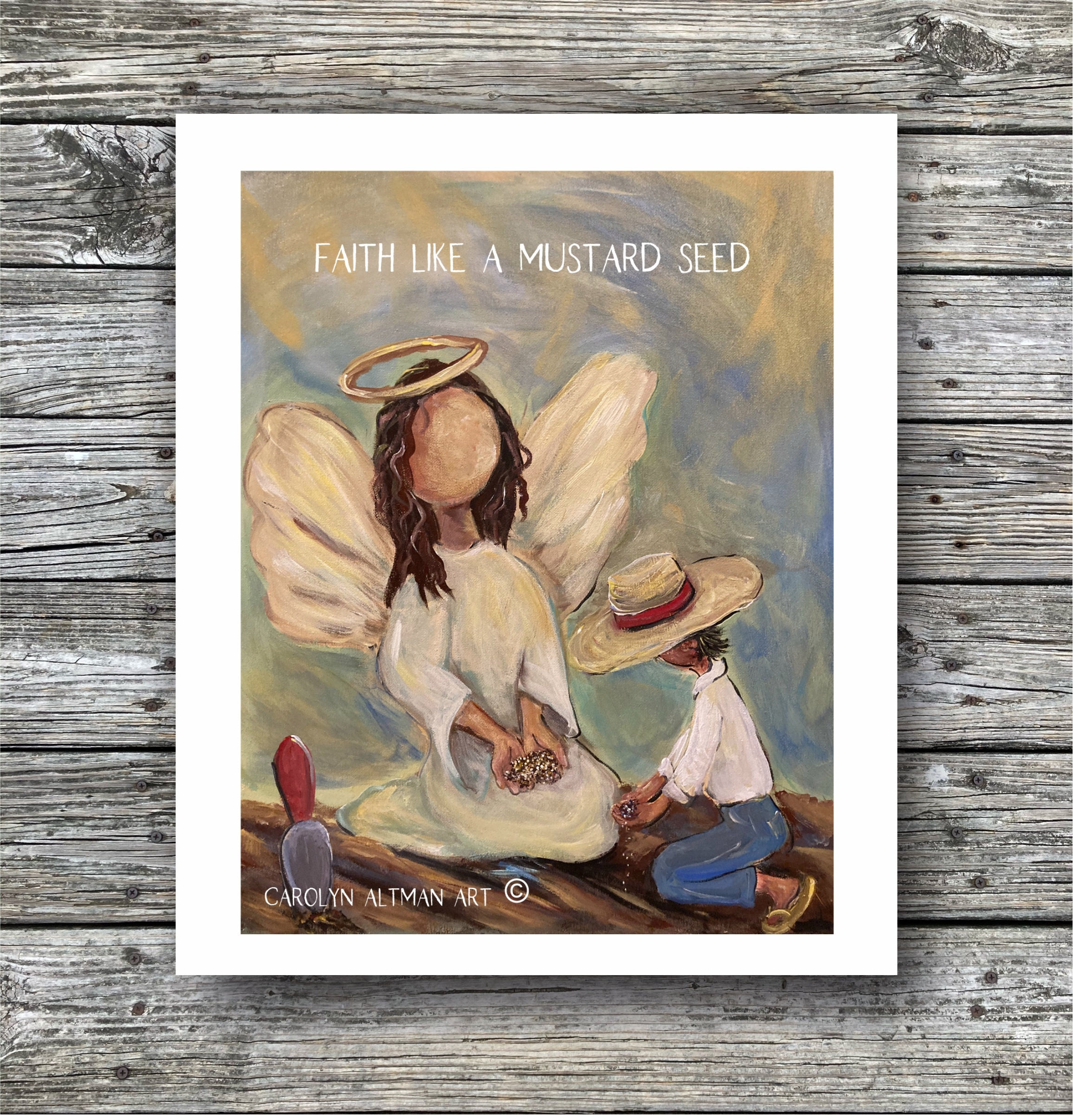 Faith Like a Mustard Seed Angel Art Prints, Original Painting and Note Cards | Matthew 17