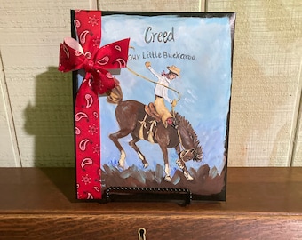 Personalized Cowboy Baby Memory Book: Hand-Painted Buckaroo Keepsake