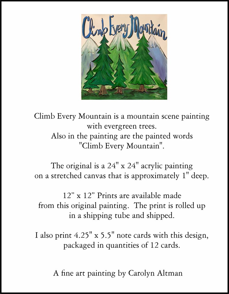Evergreen Mountain Scene Painting: Art Print & Note Card Set - Etsy