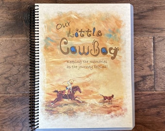 Calf Roper Cowboy Baby Memory Keepsake Book Spiral Bound | Personalize It | Add Baby's Name to Cover | Includes  44 Pages