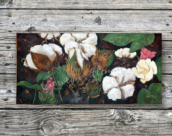 Cotton Painting, a Large Original Painting of the Stages of Cotton